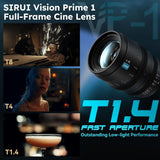 SIRUI VP-1 Vision Prime 1 24mm T1.4 Full Frame Cine Lens, Manual Focus Cinema Lens with Pre-Installed E Mount, Interchangeable L/RF/Z Mounts (Black)