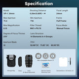 SIRUI VP-1 Vision Prime 1 24mm T1.4 Full Frame Cine Lens, Manual Focus Cinema Lens with Pre-Installed E Mount, Interchangeable L/RF/Z Mounts (Black)