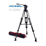 Acebil P-22MX Professional Tripod System with QR Video Pan Head, T752 Aluminum Tripod, MS-3 Middle Brace, RF-3 Foot, Supports 13.2 lbs, Max Height 65&quot;