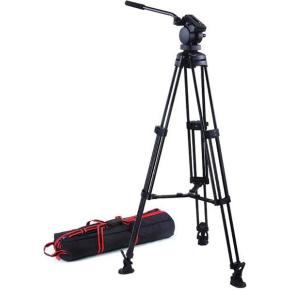 Acebil P-30MX Professional Tripod System with QR Video Pan Head, T750 Aluminum Tripod, MS-3 Middle Brace, RF-3 Foot, Supports 17.6 lbs., Max Height 63"