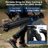 SIRUI SQ75+VHS10 Carbon Fiber Tripod, 71.7” Video Tripod with Professional Video Fluid Head, 7-Step Counterbalance, 4-Step Tilt/Pan Damping Adjust, Rapid Setup Tripod for Camera, Max Load 10kg/22lb
