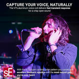 SE ELECTRONICS V7 Dynamic Microphone for Singing, Speech & Studio Recording - XLR Handheld Professional Microphone with Supercardioid Aluminum Voice Coil for Huge Gain Before Feedback - Black