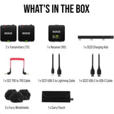 RODE Wireless GO Gen 3 2-Person Compact Digital Wireless Microphone System/Recorder Black Bundle with Rode Interview GO Handheld Mic Adapter for the Wireless GO, Rip Tie 10-Pack Touch Fastener Straps
