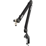 Rode PodMic Dynamic Microphone Bundle with Rode PSA1+ Pro Studio Boom/Arm, RODE WS14 Pop Filter for PodMic (Black), XLR- XLR Cable, Anti-Static Screen Cleaning Wipes (5-Pack)