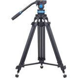 SIRUI SH-15 Aluminum Video Tripod with 360° Fluid Head, 61″ Professional Heavy Duty Tripod Kit for DSLR Cameras, Max Load 22lbs