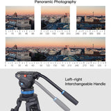 SIRUI SH-15 Aluminum Video Tripod with 360° Fluid Head, 61″ Professional Heavy Duty Tripod Kit for DSLR Cameras, Max Load 22lbs