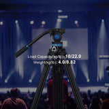 SIRUI SH-15 Aluminum Video Tripod with 360° Fluid Head, 61″ Professional Heavy Duty Tripod Kit for DSLR Cameras, Max Load 22lbs