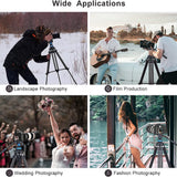 SIRUI SH-15 Aluminum Video Tripod with 360° Fluid Head, 61″ Professional Heavy Duty Tripod Kit for DSLR Cameras, Max Load 22lbs