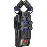 Zoom H6studio 6-Track Handy Recorder with 32-Bit Float Recording Bundle with Zoom ZDM-1 Podcast Mic Pack w/ Headphones Windscreen XLR Tabletop Stand (2 Pack), Anti-Static Screen Cleaning Wipes 5-Pack
