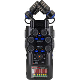Zoom H6studio 6-Track Handy Recorder with 32-Bit Float Recording Bundle with Zoom ZDM-1 Podcast Mic Pack w/ Headphones Windscreen XLR Tabletop Stand (4 Pack), Anti-Static Screen Cleaning Wipes 5-Pack