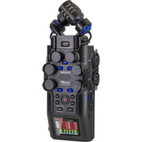 Zoom H6studio 6-Track Handy Recorder with 32-Bit Float Recording Bundle with Zoom ZDM-1 Podcast Mic Pack w/ Headphones Windscreen XLR Tabletop Stand (4 Pack), Anti-Static Screen Cleaning Wipes 5-Pack