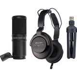 Zoom H6studio 6-Track Handy Recorder with 32-Bit Float Recording Bundle with Zoom ZDM-1 Podcast Mic Pack w/ Headphones Windscreen XLR Tabletop Stand (4 Pack), Anti-Static Screen Cleaning Wipes 5-Pack