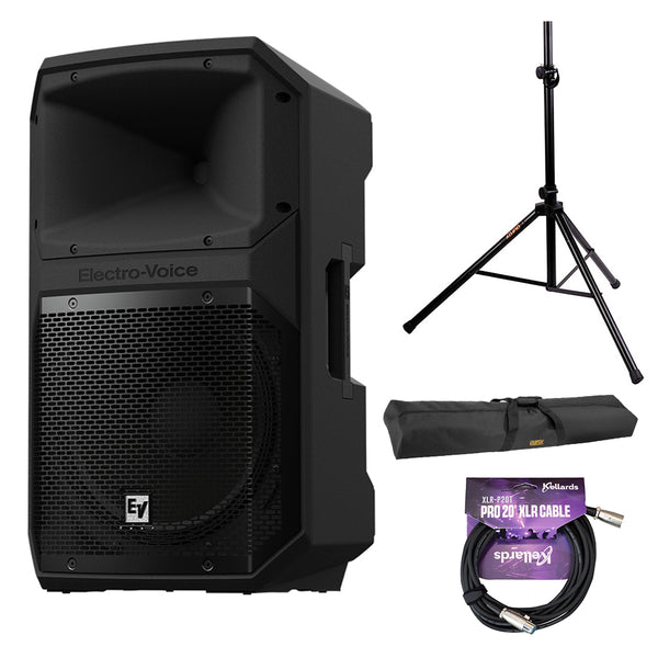 Electro-Voice EVIVA 12P 12" 2-Way 1000W Active Loudspeaker Bundle with Auray Steel Speaker Stand,  Speaker Stand Bag and  XLR-P20T Pro 20 ft