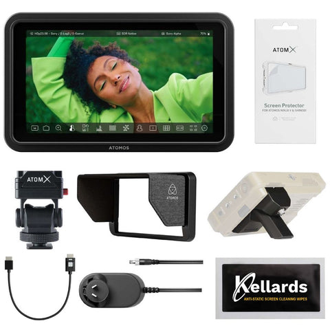 Atomos Shinobi II 5.2" HDMI HDR Monitor Bundle with Atomos Creator Accessory Kit for 5" Monitors, Anti-Static Screen Cleaning Wipes (5-Pack)