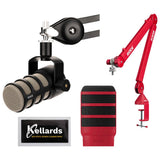 Rode PodMic Dynamic Microphone Bundle with RODE PSA1+ Professional Studio Arm (Red), RODE WS14 Red, XLR- XLR Cable, Anti-Static Screen Cleaning Wipes (5-Pack)