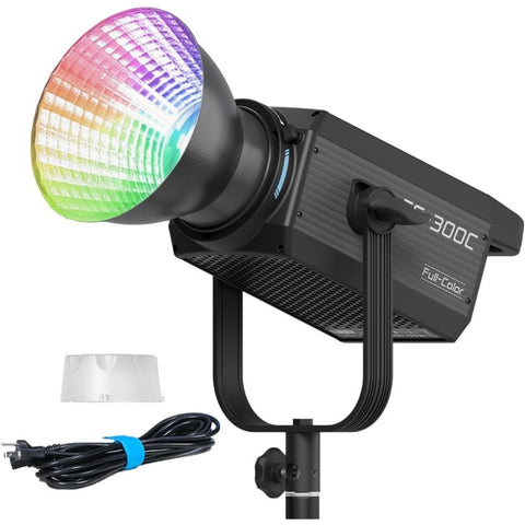 NANLITE FS-300C RGB Continuous Video Light,2500K to 7500K Color Temperature,34,200 lux @1m (with Reflector) Support APP Control,Quiet Cooling for interviews, Video Recording