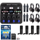 Zoom PodTrak P4next Portable Multitrack Podcast Recorder Bundle with 32GB microSD card, AAA batteries, ZDM-1 mic pack, headphones, and Tabletop Stand (4 Pack)