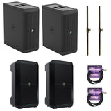 Mackie ThumpSub GO 8" 400W Battery-Powered Subwoofer & Thump GO 8" Bluetooth Loudspeakers (Pair) Bundle with 2x On-Stage Subwoofer Poles & 2x XLR-P20T Pro 20' Cables