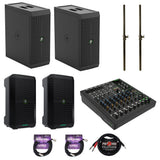 Mackie ThumpSub GO 8" 400W Battery-Powered Subwoofer & Thump GO 8" Bluetooth Loudspeakers (Pair) Bundle with ProFX10 GO Battery-Powered Audio Mixer, 2x Subwoofer Poles, 2x XLR Cables, 10' Stereo Cable