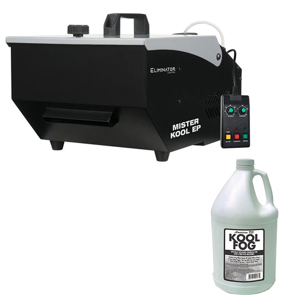 Eliminator Lighting Mister Kool EP Low-Lying Fog Machine with Wired Remote Bundle with American DJ Kool Fog Juice