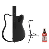 LAVA GENIE Stringless Guitar with Travel Case Black Bundle with Rok-It Tripod Guitar Stand, Goby Labs Microphone Sanitizer