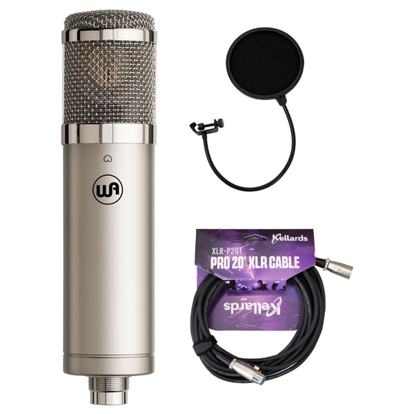 Warm Audio WA-47jr SE Large-Diaphragm Condenser Microphone (Nickel) Bundle with Kellards XLR-P20T Pro 20 ft XLR Microphone Cable, Pop Filter