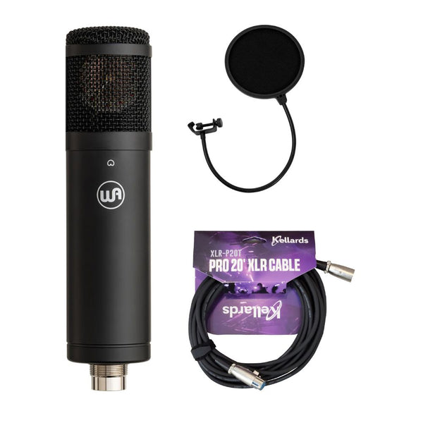 Warm Audio WA-47jr SE Large-Diaphragm Condenser Microphone (Black) Bundle with Kellards XLR-P20T Pro 20 ft XLR Microphone Cable, Pop Filter