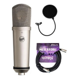 Warm Audio WA-87jr SE Large-Diaphragm Cardioid Condenser Microphone (Nickel) Bundle with Kellards XLR-P20T Pro 20 ft XLR Microphone Cable, Pop Filter
