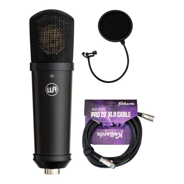 Warm Audio WA-87jr SE Large-Diaphragm Cardioid Condenser Microphone (Black) Bundle with Kellards XLR-P20T Pro 20 ft XLR Microphone Cable, Pop Filter