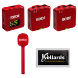 Rode Wireless GO (GEN3) RED Bundle with Rode Interview GO-Red Handheld Mic Adapter for the Wireless GO Red, Anti-Static Screen Cleaning Wipes (5-Pack)