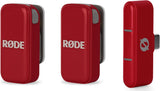 RODE Wireless Micro 2-Person Ultracompact with USB-C Connector Red Bundle with Rode Interview GO-Red Handheld Mic Adapter for the Wireless GO Red, Anti-Static Screen Cleaning Wipes (5-Pack)
