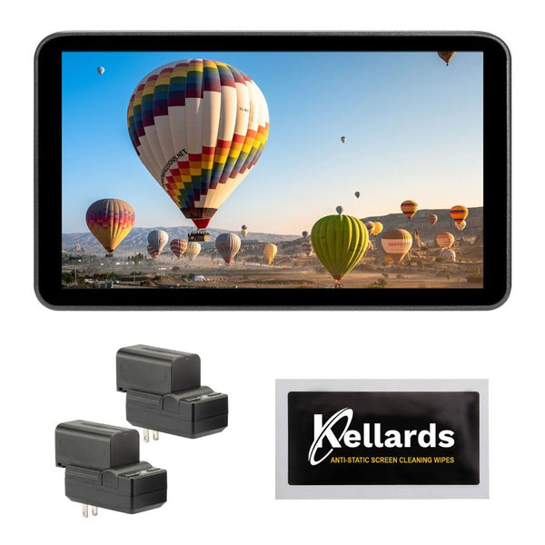 PORTKEYS LH7P 7" High-Bright Touchscreen Monitor with Wireless Control (Black) Bundle with Genaray 2 x NP-F770 4400mAh Batteries & 2 x Compact Chargers Kit, Anti-Static Screen Cleaning Wipes (5-Pack)