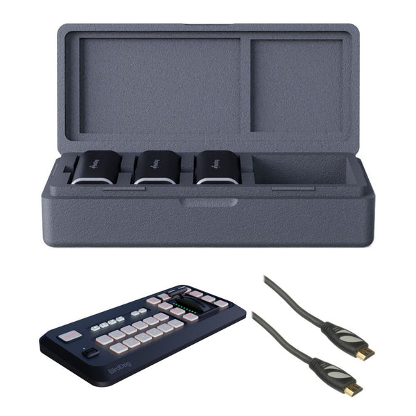 BirdDog MAKI Live 3-Camera with Case Bundle with BirdDog MAKI Studio Control Surface for MAKI Live Camera, Pearstone Standard Series HDMI to HDMI High-Speed Ethernet Cable - Black, 6'
