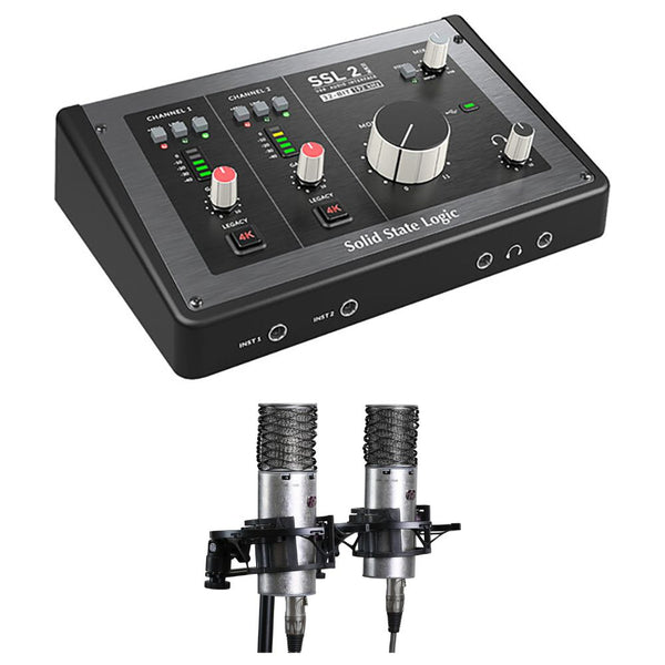 Solid State Logic SSL 2 MKII Bundle + Aston Spirit Stereo Pair - Recording Kit for Home Studio, Podcasting & Vocal Recording