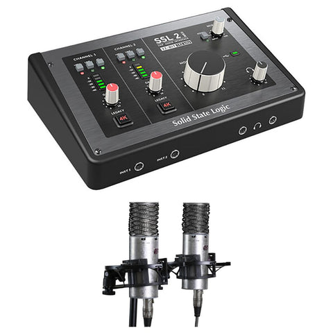 Solid State Logic SSL 2 MKII Bundle + Aston Spirit Stereo Pair - Recording Kit for Home Studio, Podcasting & Vocal Recording