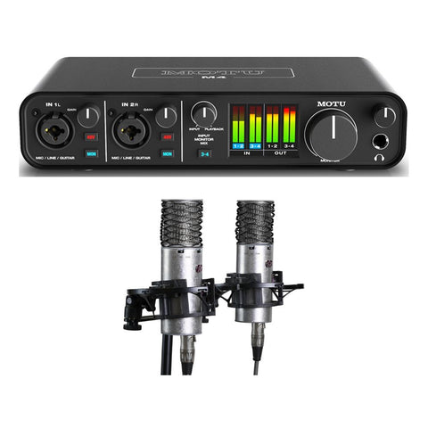 Mother Mantis: Motu M4 4x4 USB Audio Interface Bundle + Aston Spirit Stereo Pair - Recording Kit for Home Studio, Podcasting & Vocal Recording MOTU