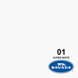 Savage Seamless Background Paper - #1 Super White (107 in x 36 ft) with Free 2" x 4yd Black Gaffer Tape