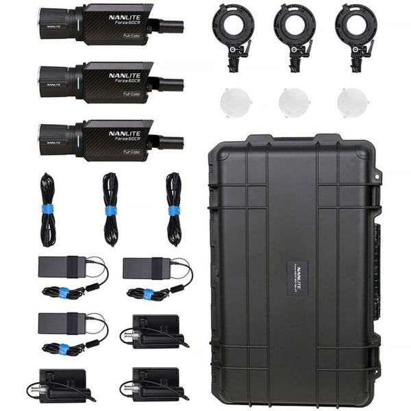 Nanlite Forza 60CR RGBLAC LED Spotlight with CRMX (3-Light Kit)