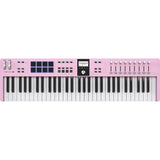 Arturia KeyLab Essential 61 mk3 Rose Quartz Bundle with Auray FP-P1L Universal Piano-Style Sustain Pedal, MID-P10T Pro MIDI to MIDI Cable 10 Feet, Kaces KKC-MD Stretchy Keyboard Dust Cover, medium