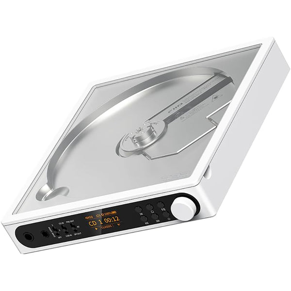 FiiO DM15 Portable Stereo CD Player with True 24Bit R2R DAC, 1150mW+1150mW High-Power Output, aptX Adaptive Bluetooth Transmitter, 24 Sound Presets, USB/CD HiFi Audio, HD Display (White)