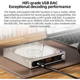 FiiO DM15 Portable Stereo CD Player with True 24Bit R2R DAC, 1150mW+1150mW High-Power Output, aptX Adaptive Bluetooth Transmitter, 24 Sound Presets, USB/CD HiFi Audio, HD Display (White)