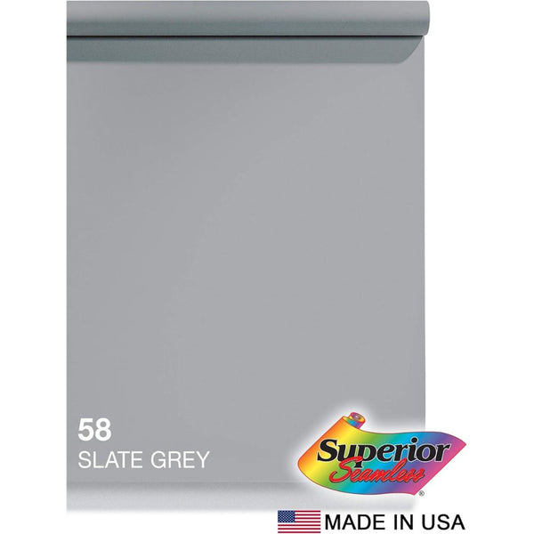Superior Seamless Photography Background Paper, 58 Slate Gray 107 inches Wide x 36 feet Long (Made in USA)