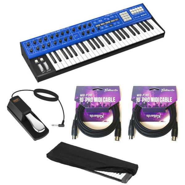 Behringer Wave Hybrid Wavetable Synthesizer Bundle with Auray FP-P1L Universal Piano-Style Sustain Pedal, MID-P10T Pro MIDI Cable 10 Feet (Pair), Kaces KKC-MD Stretchy Keyboard Dust Cover medium
