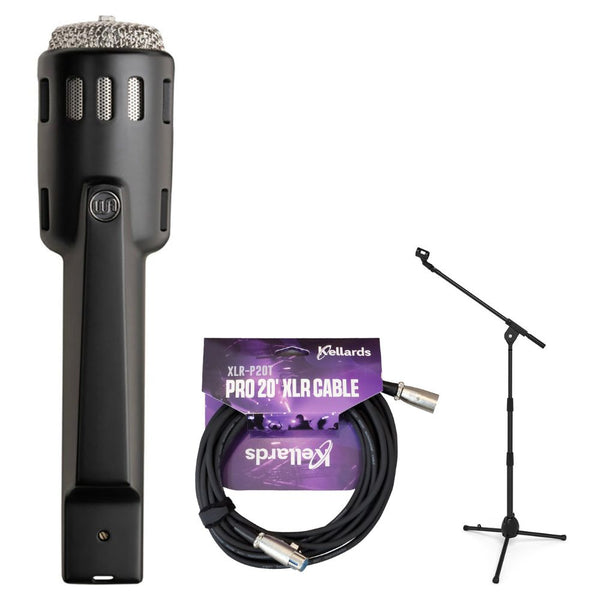 Warm Audio Retro 64 Cardioid Handheld Dynamic Microphone Bundle Kellards PST2 Adjustable Height Microphone Stand with Boom, Kellards XLR-P20T Pro 20 ft XLR Microphone Cable