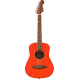 Fender California Standard Redondo Mini with Bag Spruce Top Red Bundle with Fender Celluloid Guitar Picks, Color Medley Medium 12-Pack, Fender Logo Guitar Strap 2in Logo, Fender Original Tuner Black