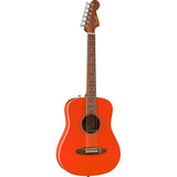 Fender California Standard Redondo Mini with Bag Spruce Top Red Bundle with Fender Celluloid Guitar Picks, Color Medley Medium 12-Pack, Fender Logo Guitar Strap 2in Logo, Fender Original Tuner Black