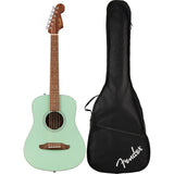 Fender California Standard Redondo Mini with Bag Spruce Green Bundle with Fender Celluloid Guitar Picks, Color Medley Medium 12-Pack, Fender Logo Guitar Strap 2in Logo, Fender Original Tuner Black