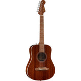 Fender California Standard Redondo Mini Bag Sapele Top Natural Bundle with Fender Celluloid Guitar Picks, Color Medley Medium 12-Pack, Fender Logo Guitar Strap 2in Logo, Fender Original Tuner Black