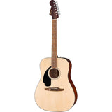 Fender California Standard Redondo Left-Handed Spruce Top Natural Bundle with Fender Celluloid Guitar Picks, Color Medley Medium 12-Pack, Fender Logo Guitar Strap 2in Logo, Fender Original Tuner Black