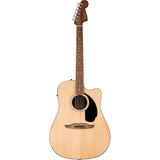 Fender California Standard Redondo CE Top Black Pickguard Natural Bundle with Fender Celluloid Guitar Picks, Color Medley Medium 12-Pack, Fender Logo Guitar Strap 2in Logo, Fender Original Tuner Black